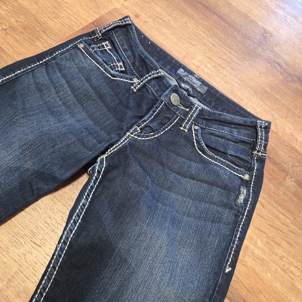 Silver Jeans Women's Berkley Dark Indigo Straight-Leg Jeans 26 X 32 - Picture 2 of 9